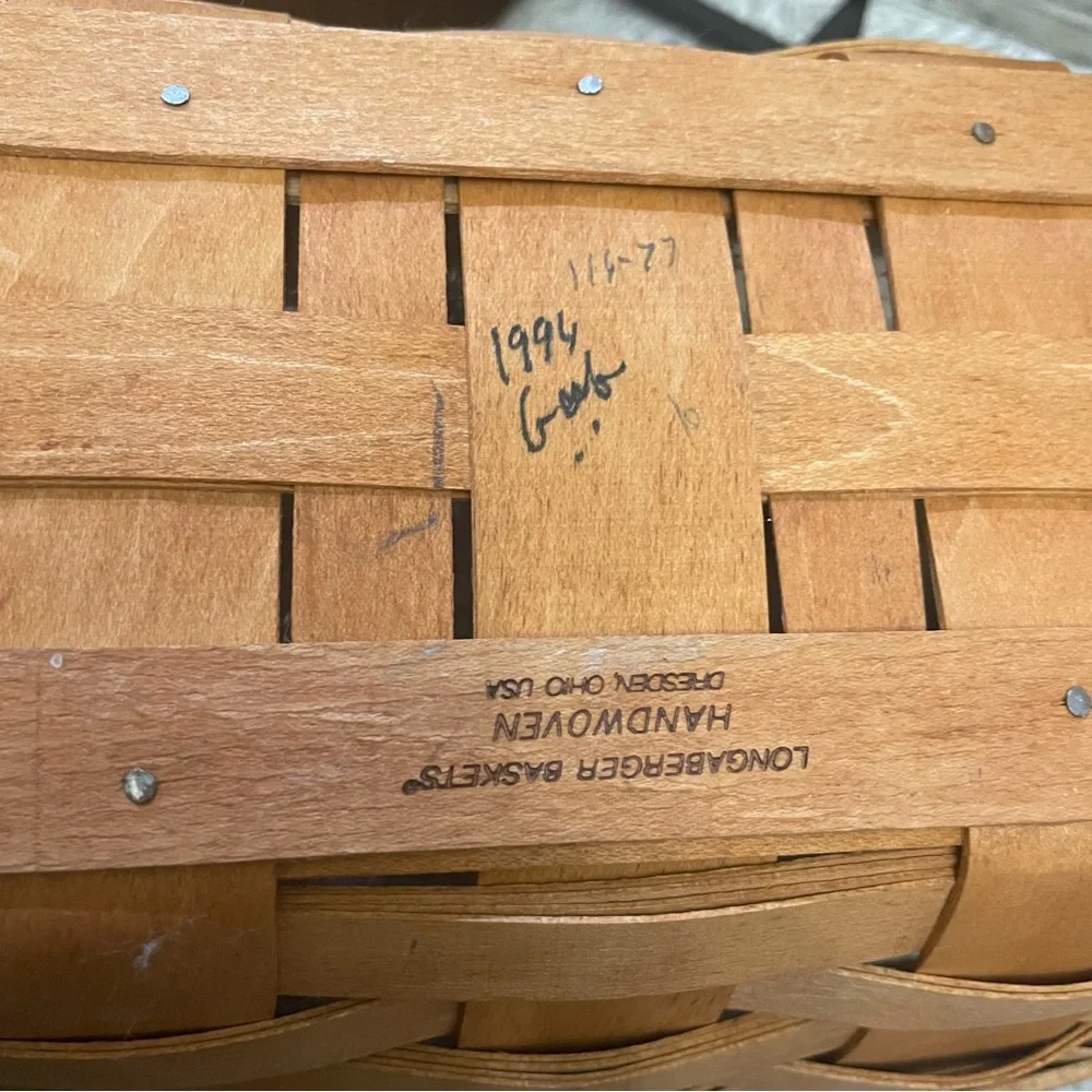 New Vintage LONGABERGER  LARGE Iron SLEIGH BASKET with plastic protector 1994‎